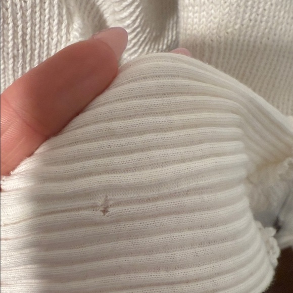 White Cropped Knit Sweater- Free People - Picture 5 of 6